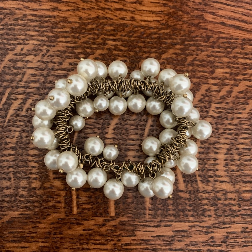 J. Crew faux pearl bracelet.